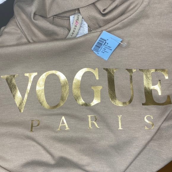 Vogue Paris Long Sleeve Crop Top Hoodie with Tie Size Small - Picture 11 of 11